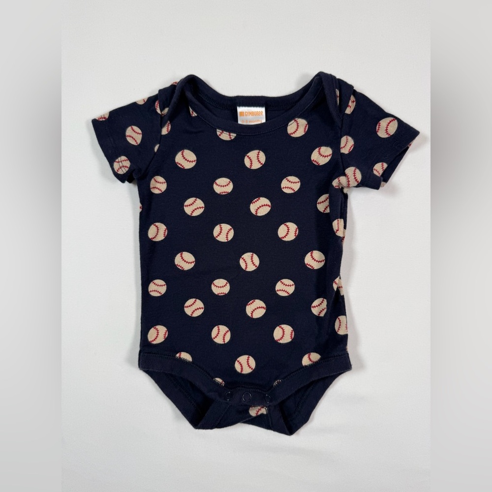 GYMBOREE Baby‎ Boys' Navy Blue Baseball Print Short Sleeve One Piece Size 0-3M